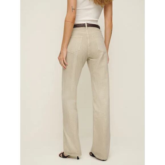 Reformation Val 90s Mid Rise Straight Jeans in Vintage Oatmeal Size 28 - Picture 3 of 11